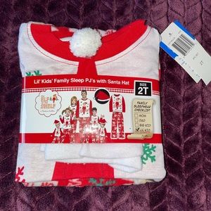 Brand New Toddler 2T Family Elf on the Shelf Pajama Set PJs Santa Hat Long Sleev